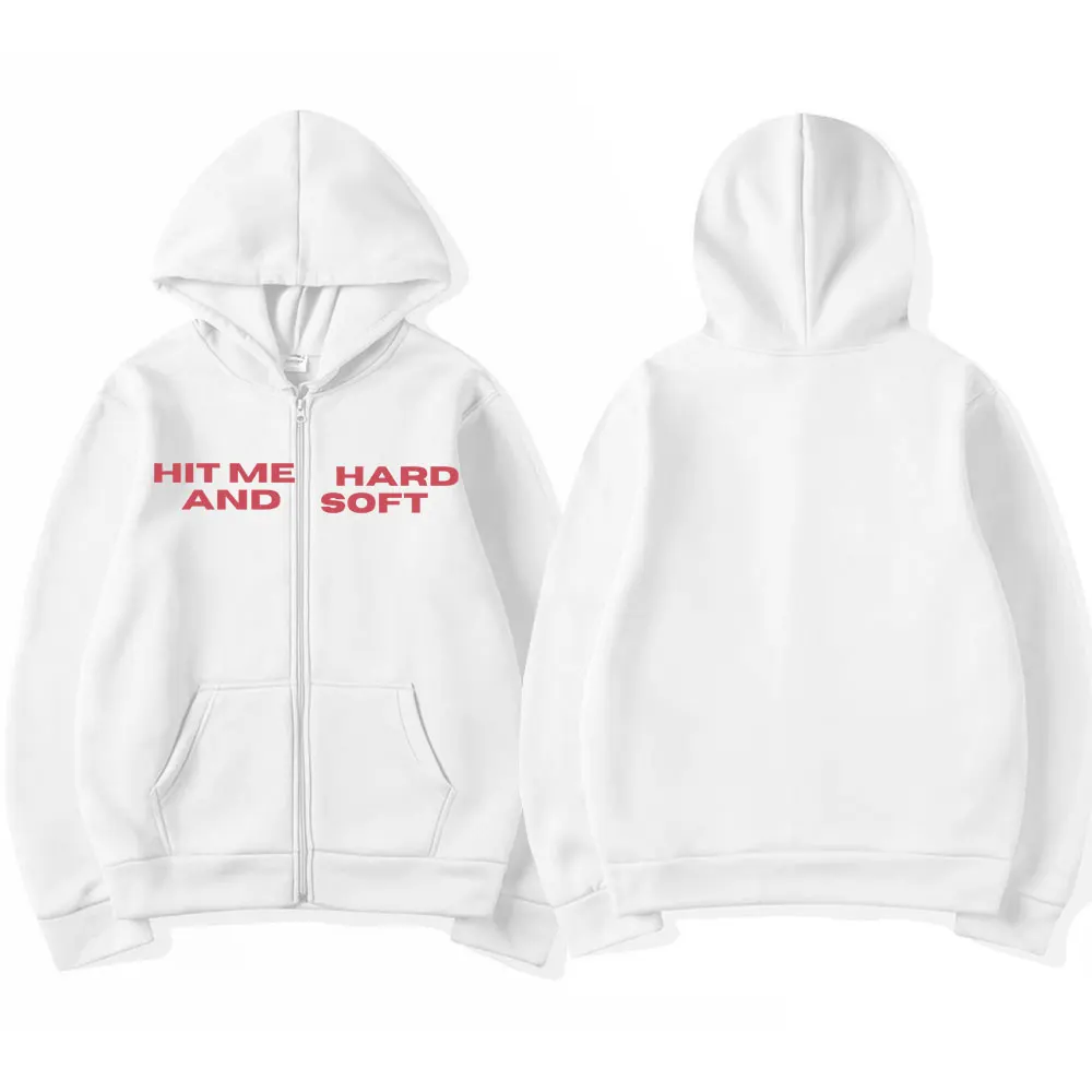 Color: Gold, Size: XXXL - Hit Me Hard and Soft 2025 Tour Zipper Hoodies Fans Gift Men Women Clothing Pullovers Fashion Hip Hop Zip Up Sweatshirts Jackets