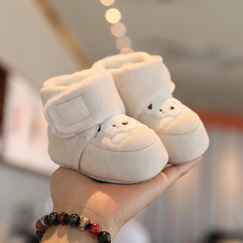 Color: Red, Baby Age: 7-12 Months - Winter New Cute Cartoon Baby Booties Boy Girl Boots Cotton Soft-Sole Non-Slip Warm Toddler First Walkers Infant Crib Shoes