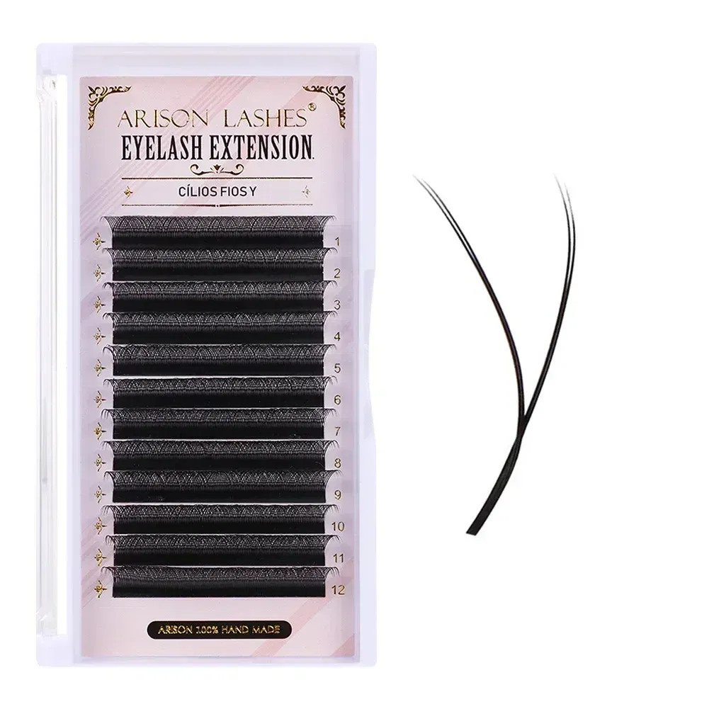 Color: Brushed Chrome, Curl: C, Thickness: 0.07mm, Length: 11mm - ARISON YY Lashes and 3D/4D/5D W Shape Lashes Brasileiro Premade Volume Eyelashes Extension Soft Thin Easily Grafting Extension