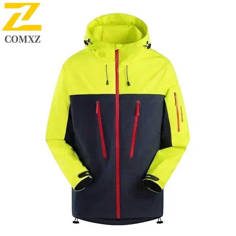 Color: Lavender, Size: XL - Spring Autumn Men's Windbreaker Fashion Outdoor Mountaineering Travel Windproof Waterproof Hooded Jacket Slim Fit Versatile Coat
