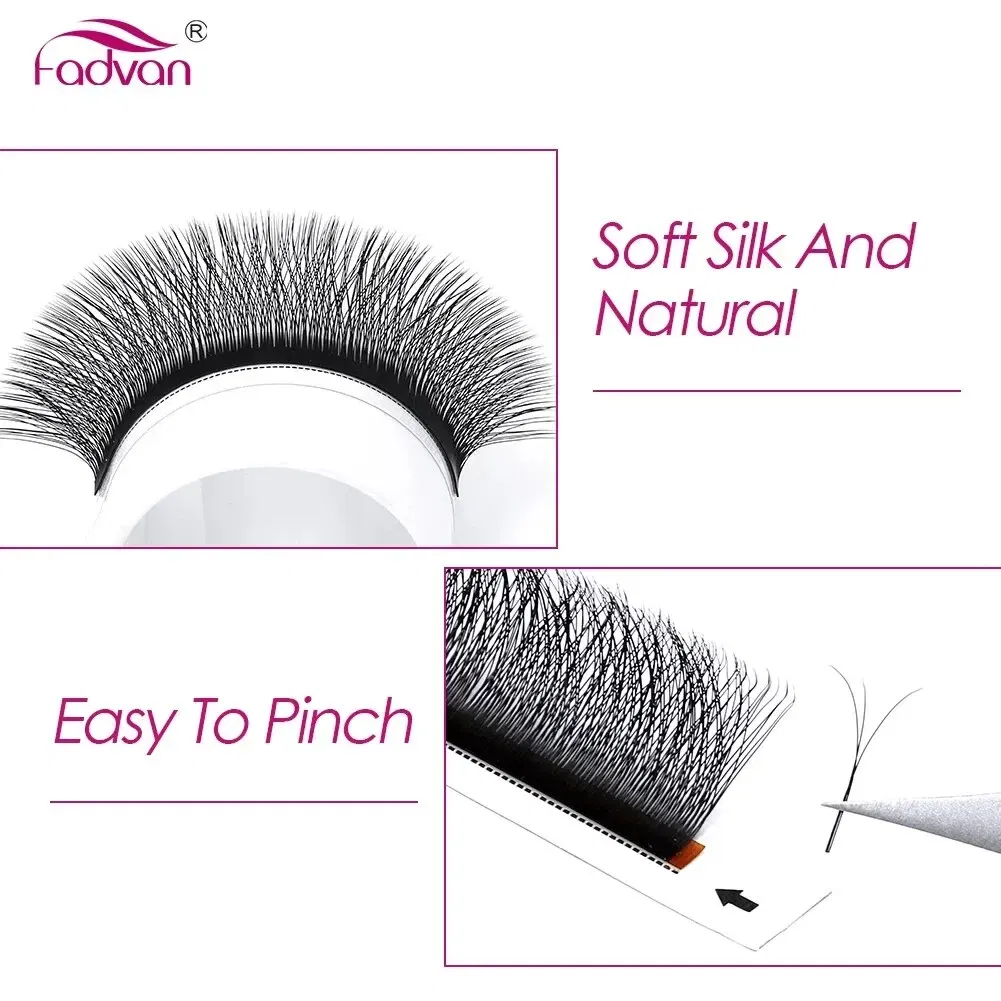 Curl: D, Length: 8mm - Fadvan 4D W In Shape Eyelash Extension Premade Volume Fans Soft Style Mink Easy To Embellish Natural False Eyelashes