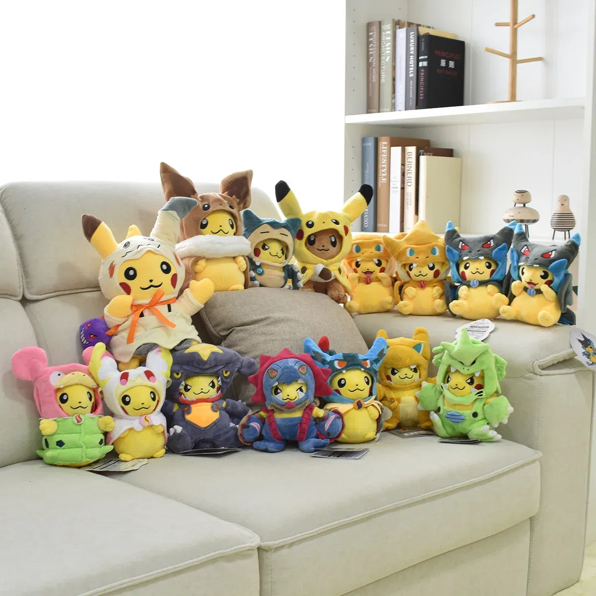 Color: Pink - Pokemon Pikachu Cosplay Toys Charizard Snorlax Garchomp Tyranitar Hydreigon Anime Stuffed Plush Cartoon Peluche Dolls