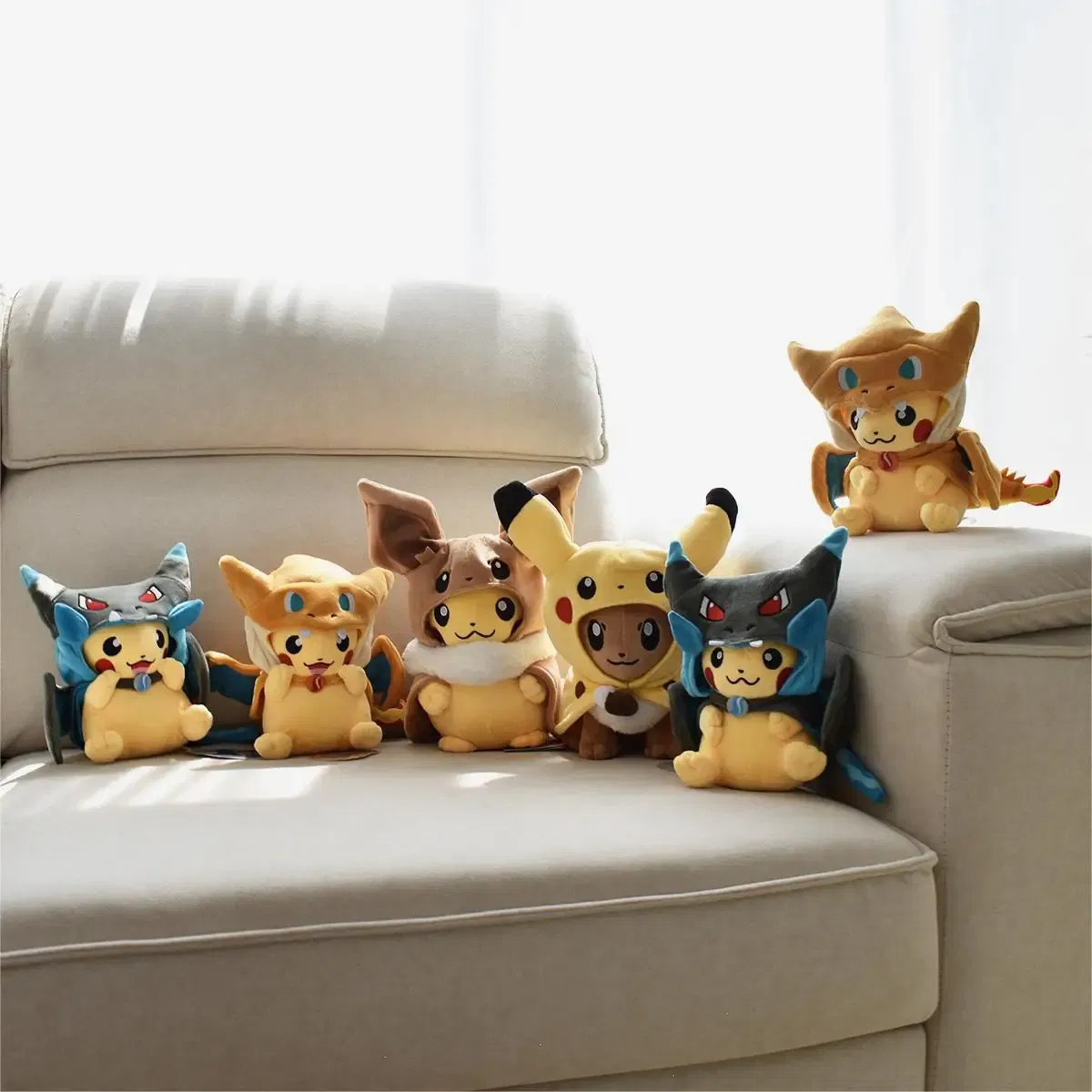 Color: Pink - Pokemon Pikachu Cosplay Toys Charizard Snorlax Garchomp Tyranitar Hydreigon Anime Stuffed Plush Cartoon Peluche Dolls