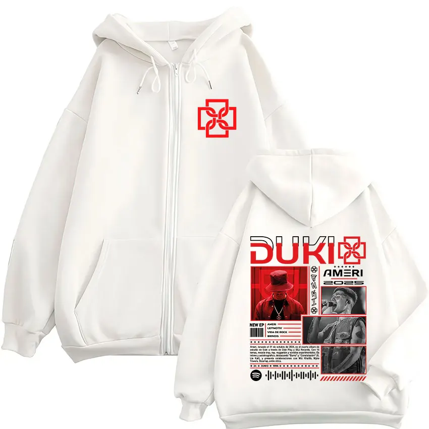 Color: Gold, Size: M - Rapper Duki Ameri World Tour 2025 Zipper Hoodies Men Women Clothing Fashion Hip Hop Zip Up Hooded Oversized Sweatshirts Jackets