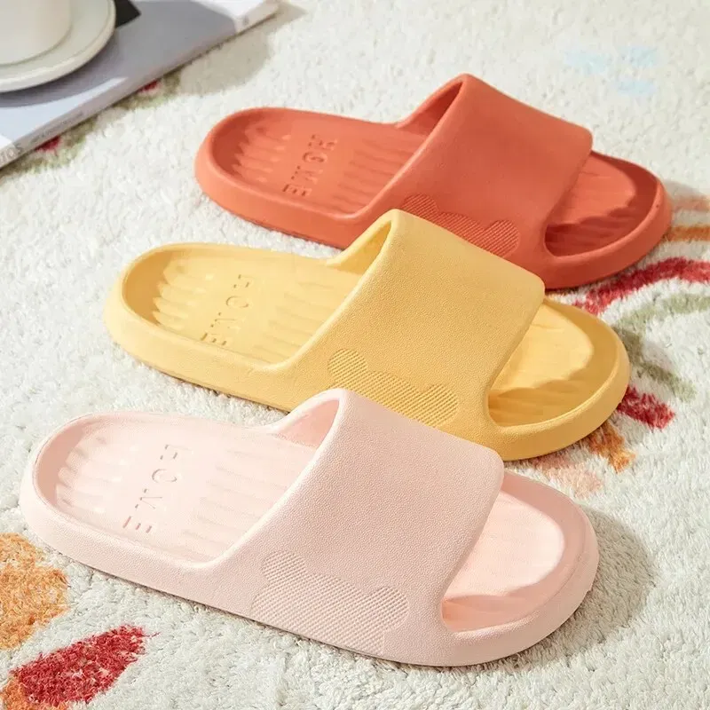 Color: Pink, Shoe Size: 40 - Soft Slippers Couples Home Outdoor Slipper Summer Women Bedroom Thick Bottom Shoes Beach Sandals Men Flip Flops Shower Shoes