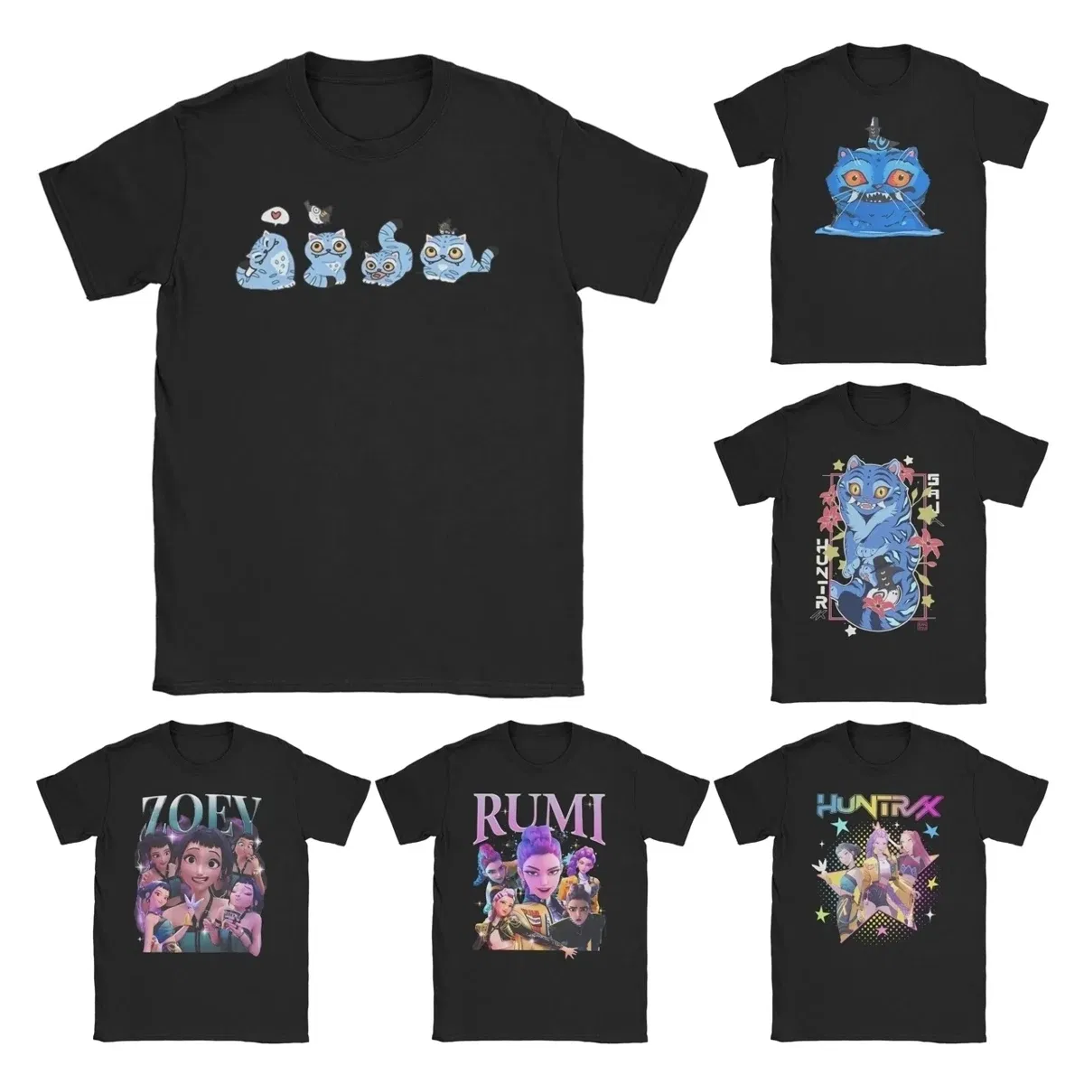 Color: WHITE, Size: S - Derpy Tiger Cat T Shirt Men Women's Cotton Unique T-Shirt Round Collar Huntrix Kpop Demon Hunters Tees Short Sleeve 4XL 5XL 6XL