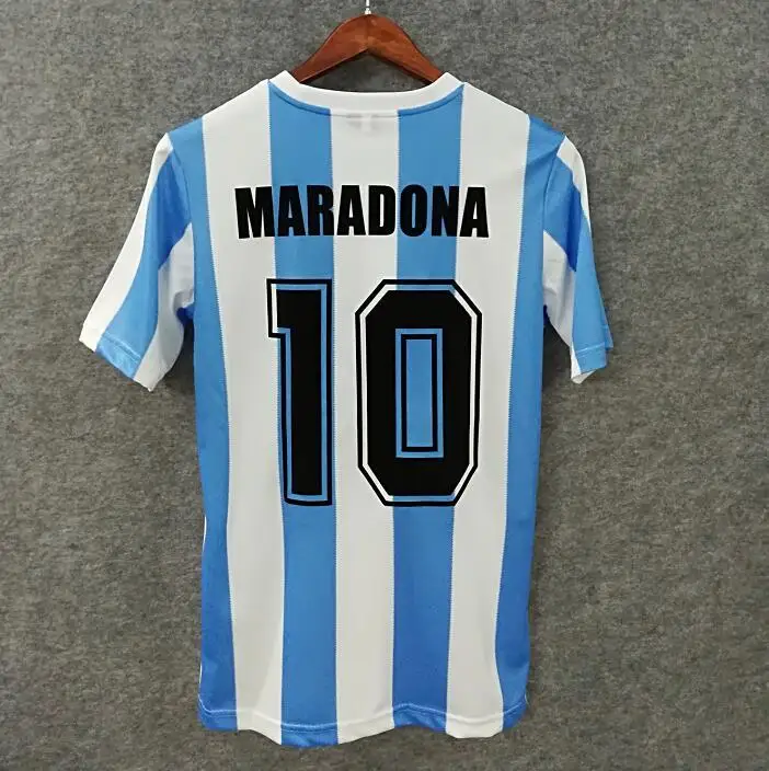 Color: Blue, Size: XXS - Soccer Jersey - Blue & White Stripes Maradona #10 Legendary Player Tribute Must - Have for Football Fans