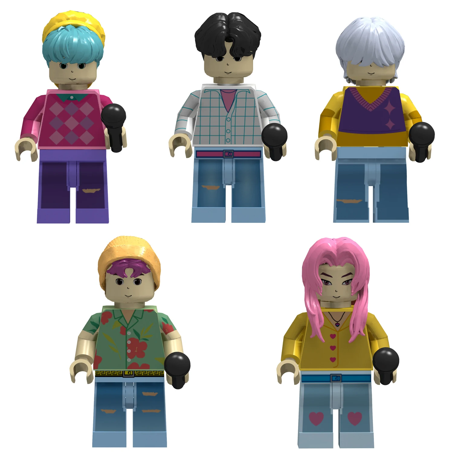 Color: black - Hot Kpop Demon Hunters Mini Action Figure Building Blocks Toy Peripherals Desk Decoration Collection Figures Toy Christmas Gift