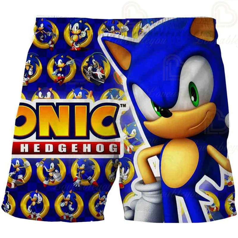 Color: Blue, Kid Size: 3T - New Anime Kids Sonic Shorts Fashion Boys Girls Clothes Harajuku Cute Baby Cartoon Casual Summer Boy Boy Beach Pants