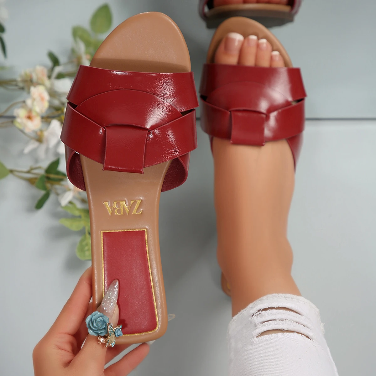 Color: Gold, Shoe Size: 41 - New Fashion Slippers Women Sexy Flat Sandals Casual Ladies Sand Beach Slippers Elegant Fish Mouth Slippers Women