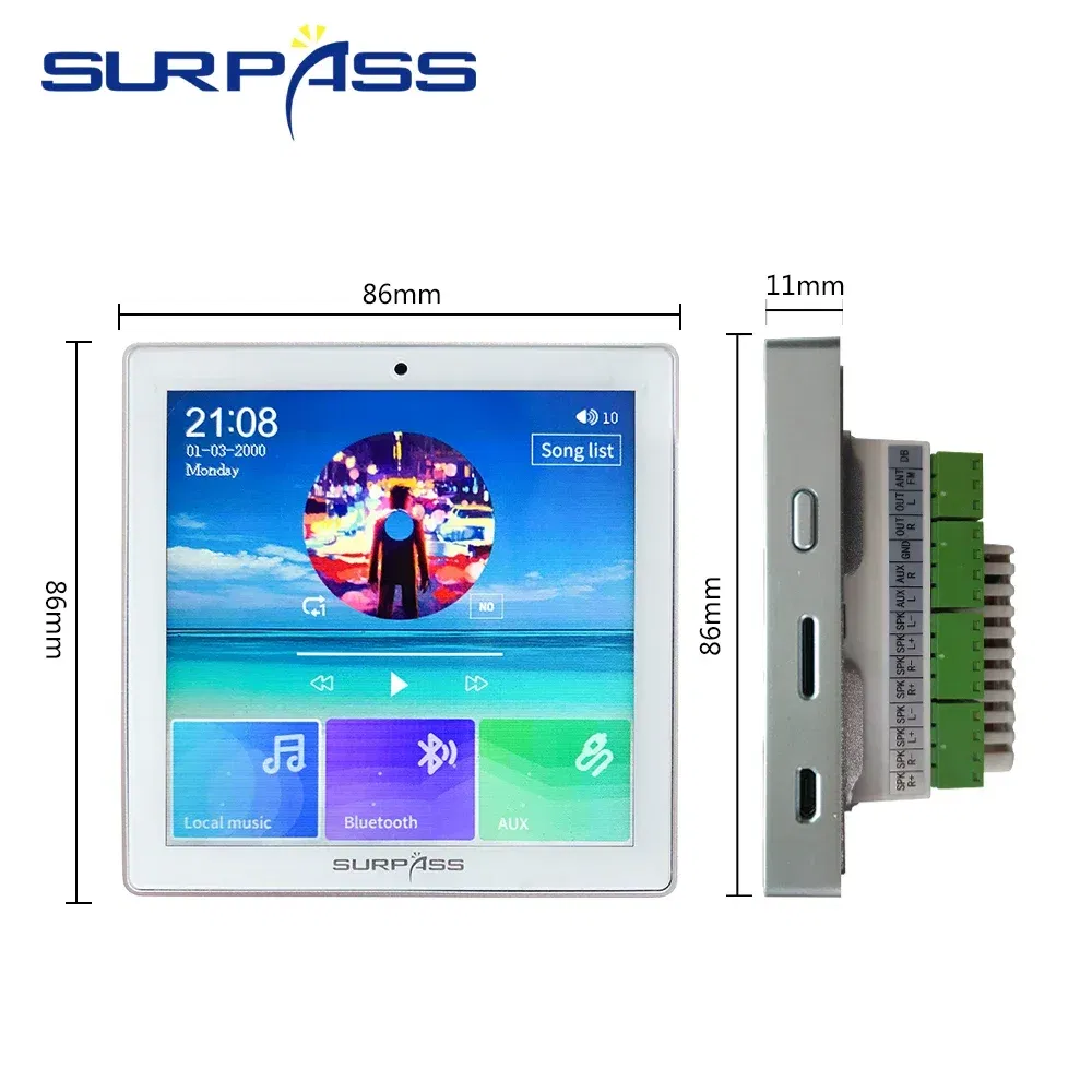 Ships From: United States, Color: Khaki - Smart Home Audio 4 Channel Wireless Bluetooth-compatible Wall Amplifier Mini Multifunction Stereo Board Hifi with Fm Radio