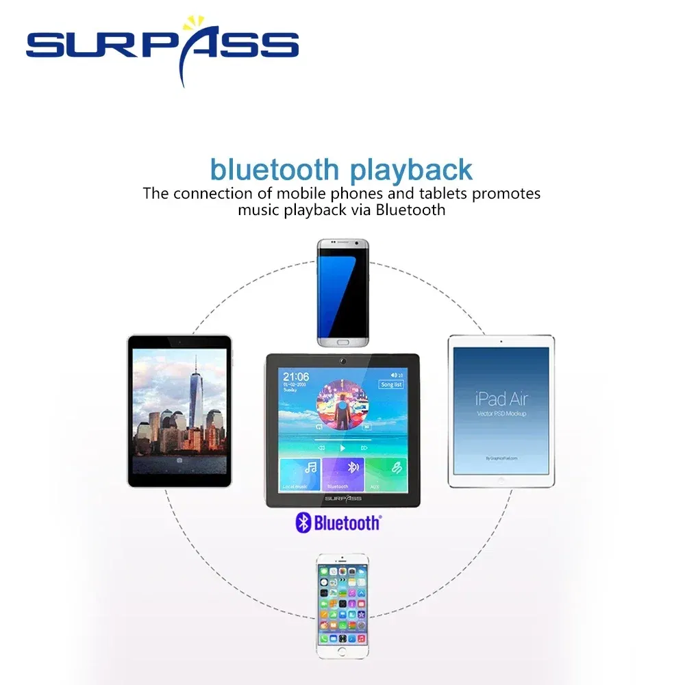 Ships From: United States, Color: Khaki - Smart Home Audio 4 Channel Wireless Bluetooth-compatible Wall Amplifier Mini Multifunction Stereo Board Hifi with Fm Radio