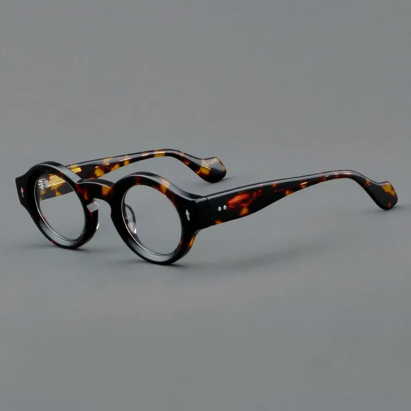 Frame Color: Red, Eye Prescription: 0 - VCKA Round Acetate Reading Glasses Frame Retro Men Prescription Anti-blue discolor Women Custom Optics Retro Eyewear +0.50to +10