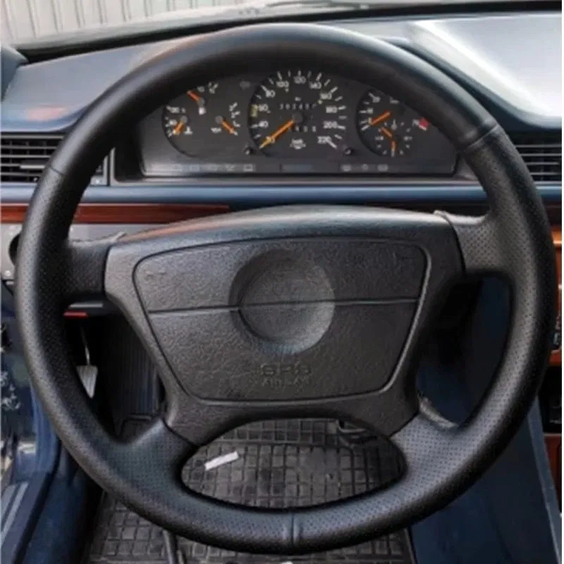 Color Name: light green - Perforated Microfiber Leather Braiding Car Steering Wheel Cover for Mercedes Benz C-Class W202 CL-Class C140 E-Class W210