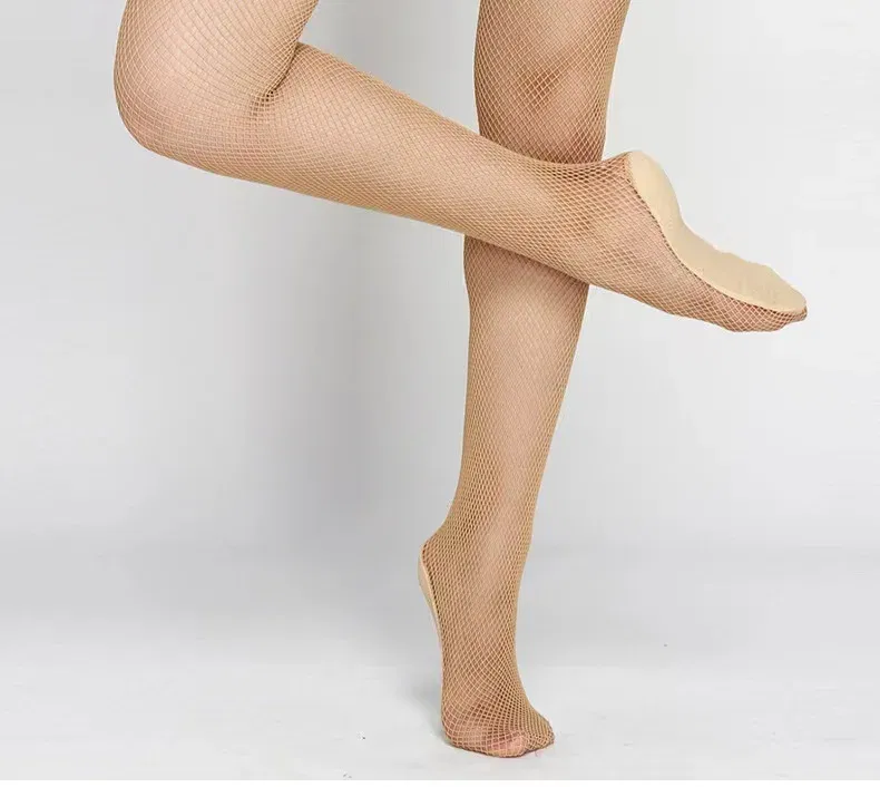 Color: Black, Size: L - Professional Hard Mesh Tights Latin Dance Fishnet Stockings Competition Special Pantyhose Sole Non Slip Bone Line Oxford Socks