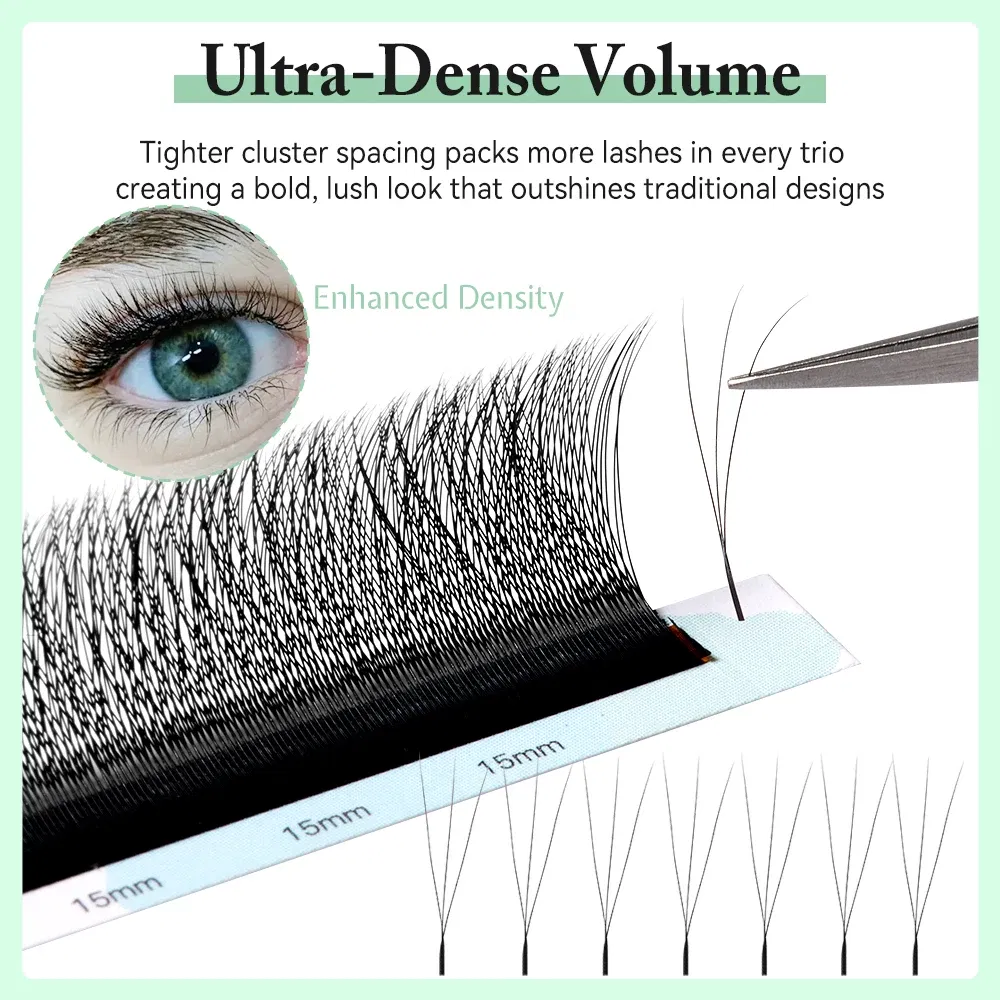 Curl: B, Thickness: 0.07mm, Length: 13mm - Yelix Smaller Opening 3D Lashes Narrow 3D W Shape Eyelash Extension Premade Volume Fan Lashes Natural Soft Eyelash