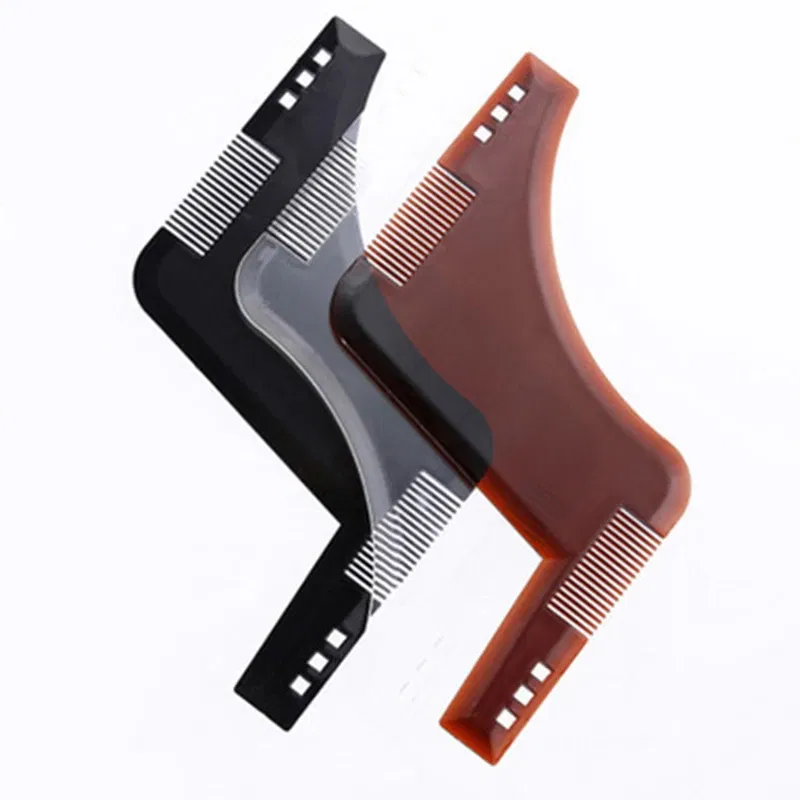 Color: green - Fashion Beard Styling Template Comb New Barber Tool Mustache Symmetry Trimming Styling Stencil 3 Colors Optional Styling comb