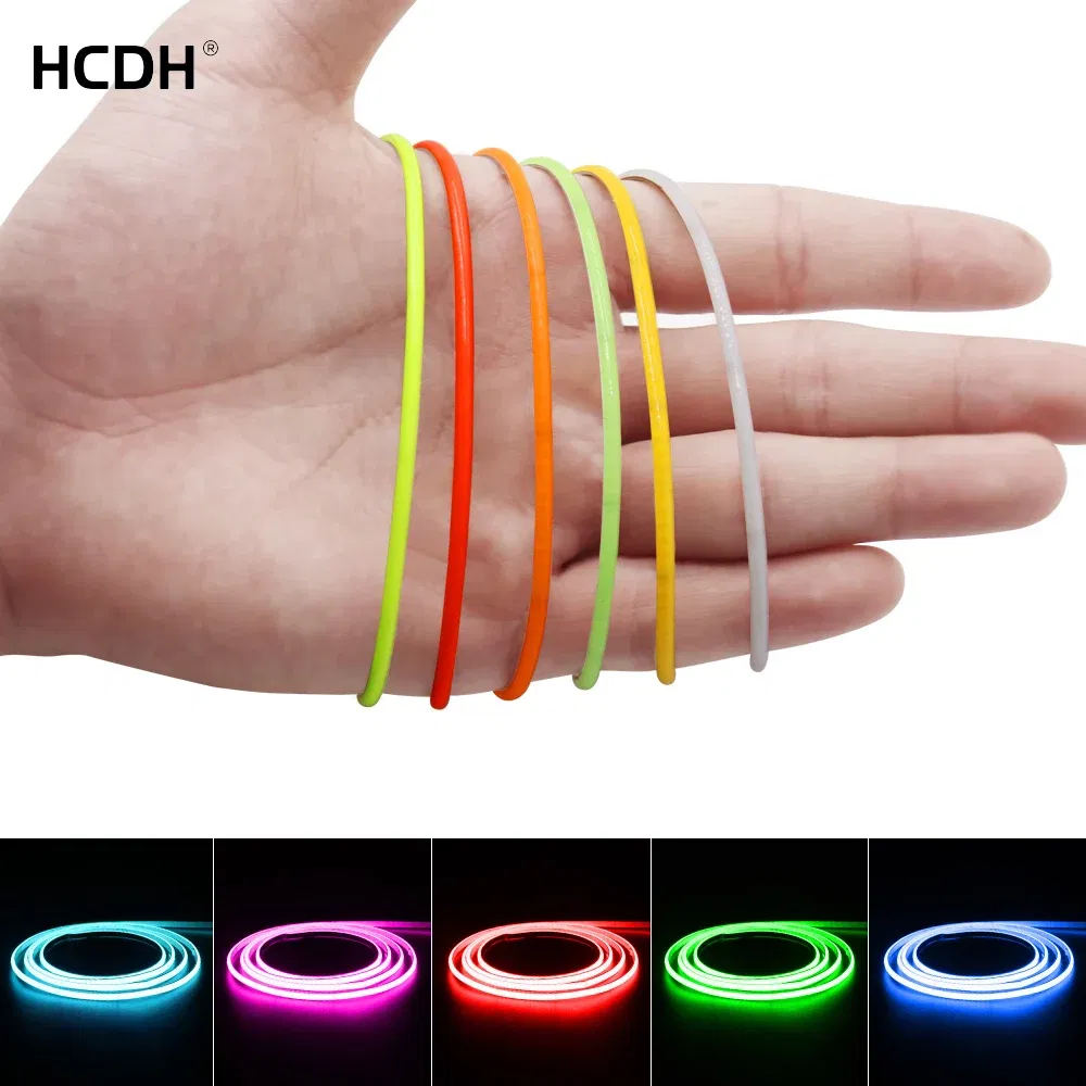 Emitting Color: Green, Color: Yellow, Length: 5m - 2.7mm Ultra Slim COB LED Strip Lights 480LEDs/m Flexible Linear Light Tape Diode Ribbon Backlight Red Amber Purple Car Dimmable