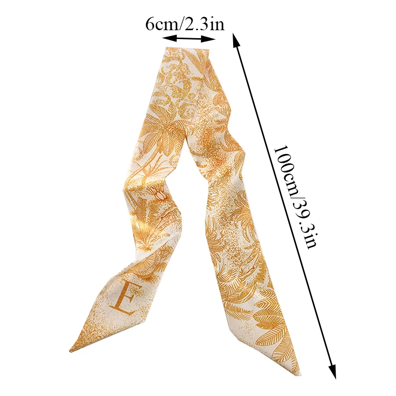 Color: MULTI - Sketch Style 26 Letters Temperament Small Scarf Long Silk Scarf Hair Band Narrow Headband Hair Tie Bag Handle Hair Accessories