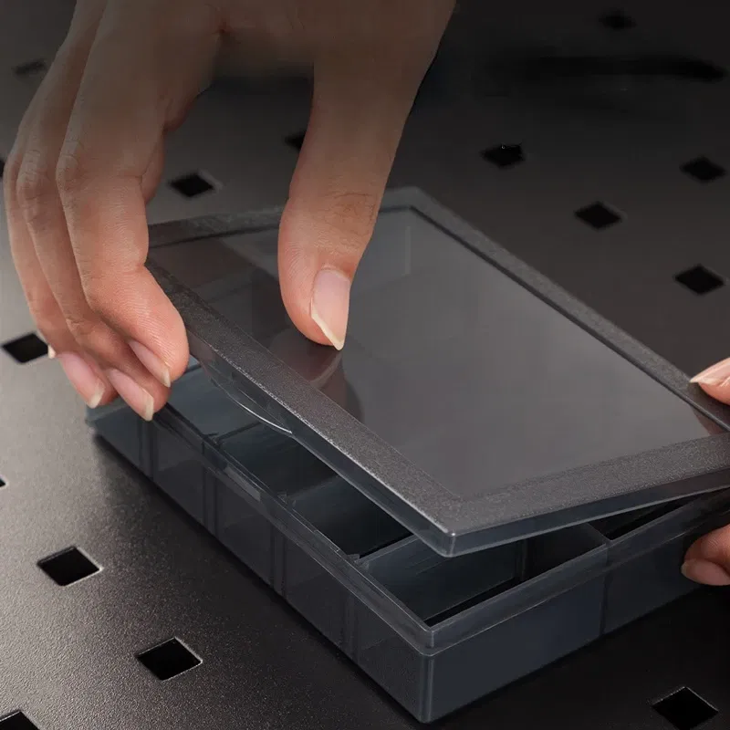 Color: DARK GRAY - 1Pcs Multi-lattice Slots Tool Case Storage Boxes Adjustable Transparent Tool Box Screw Craft Jewelry Accessories Organizer Box