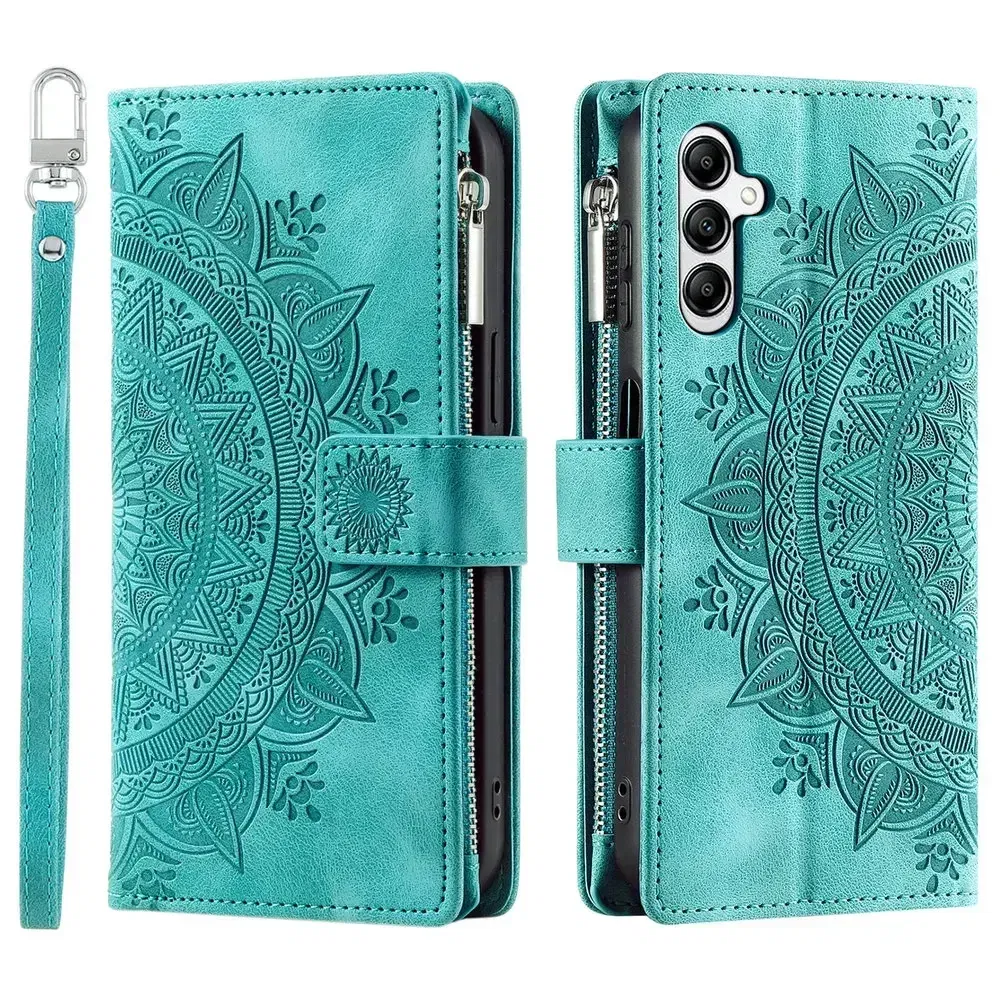Material: PE, Color: Blue - A55 A34 A15 5G Zipper Wallet CrossBody Leather Case for Samsung Galaxy A54 Luxury Cover A55 A35 A14 A05 A04 A05s 35 A 55 54 Etui