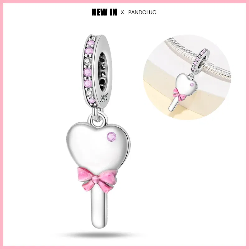 Color: Lavender - 2024 New Fashion 925 Sterling Silver Crystal Slippers Barbie Series Charm Beads Suitable for Pandora Original Bracelet DIY Gift