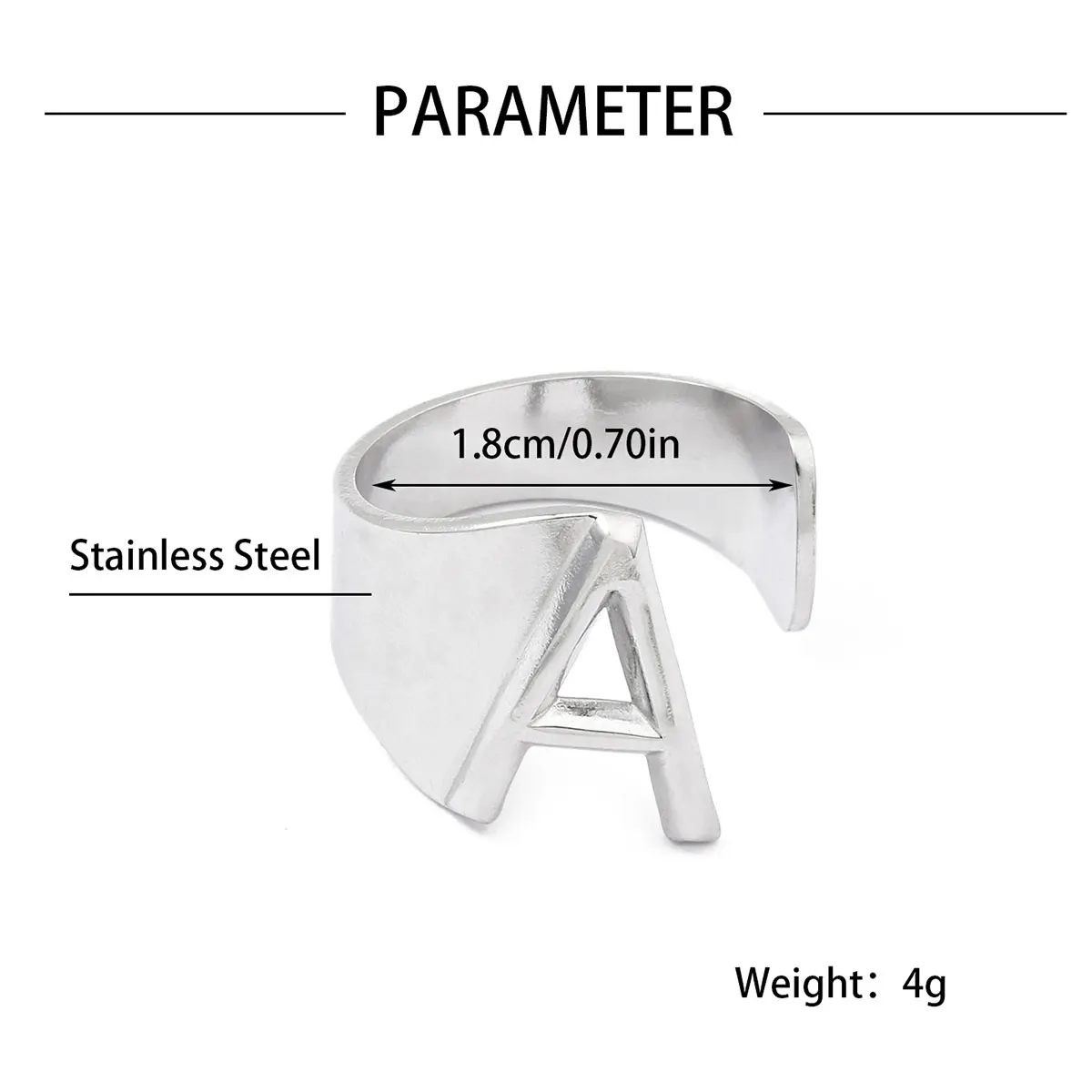 Metal Color: Black Zinc Plated, Ring Size: resizable - LAViXMIA Alphabet A-Z Letter Never Fade Stainless Steel Rings Women Jewelry Fashion Initial Ring Adjustable Size Birthday Gifts