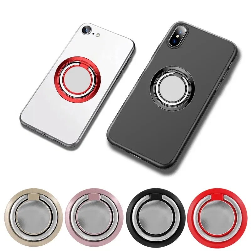 Color: Yellow - Universal Finger Ring Holder Stand Grip 360 Degree Rotating for Mobile Phone Car Magnetic Mount Phone Back Sticker Pad Bracket