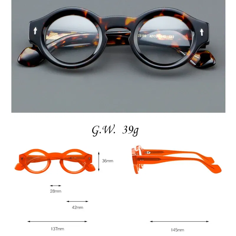 Frame Color: WHITE, Eye Prescription: +325 - VCKA Round Acetate Reading Glasses Frame Retro Men Prescription Anti-blue discolor Women Custom Optics Retro Eyewear +0.50to +10