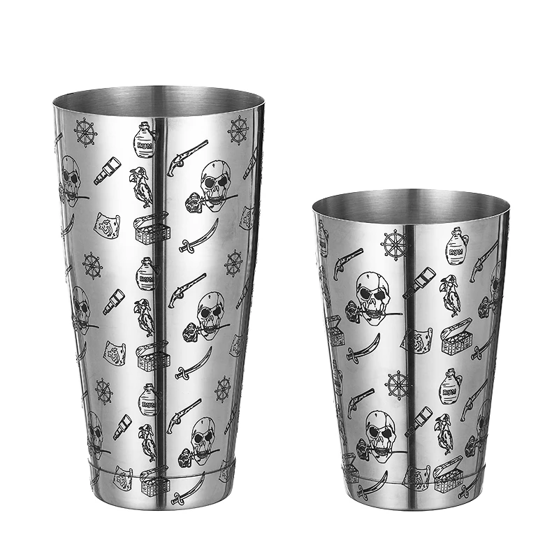 Color: Colorful - Stainless Steel Boston Shaker Bar Shaker with different Surface Finish -2 Piece Cocktail Shaker, 15-Ounce and 25-Ounce