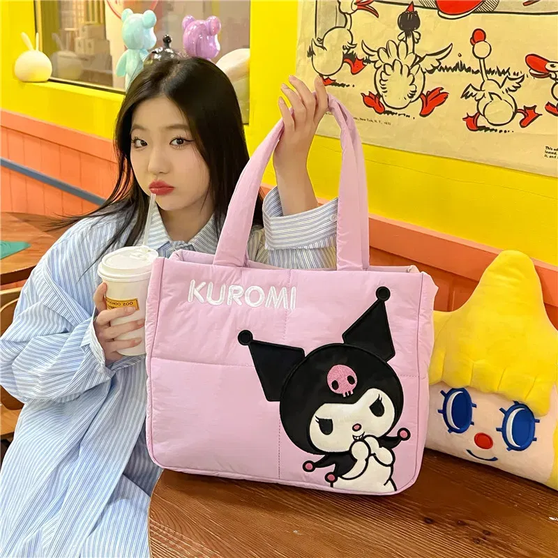 Color: Sky blue - My Melody Pochacco Kawaii Sanrio Kuromi Anime Women Handbag Tote Shoulder Bag Cute Cartoon Girl High-capacity Commuter Package