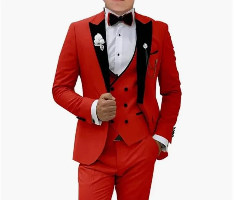 Color: SKY BLUE, Size: 5XL - Pink Prom Suit for Men  3 Piece Jacket Vest Pants Set   Peaked Lapel Blazer   Outfit Costume Birthday Party
