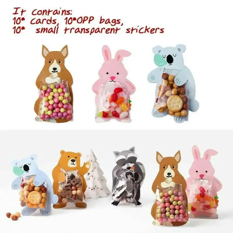 Color: Olive, Gift Box Size: Other - 10pcs/lot Animal Cute Gift Bags Candy Bags Baby Shower Birthday Party Cookie Bags Bear Candy Box Greeting Cards Popular Rabbit