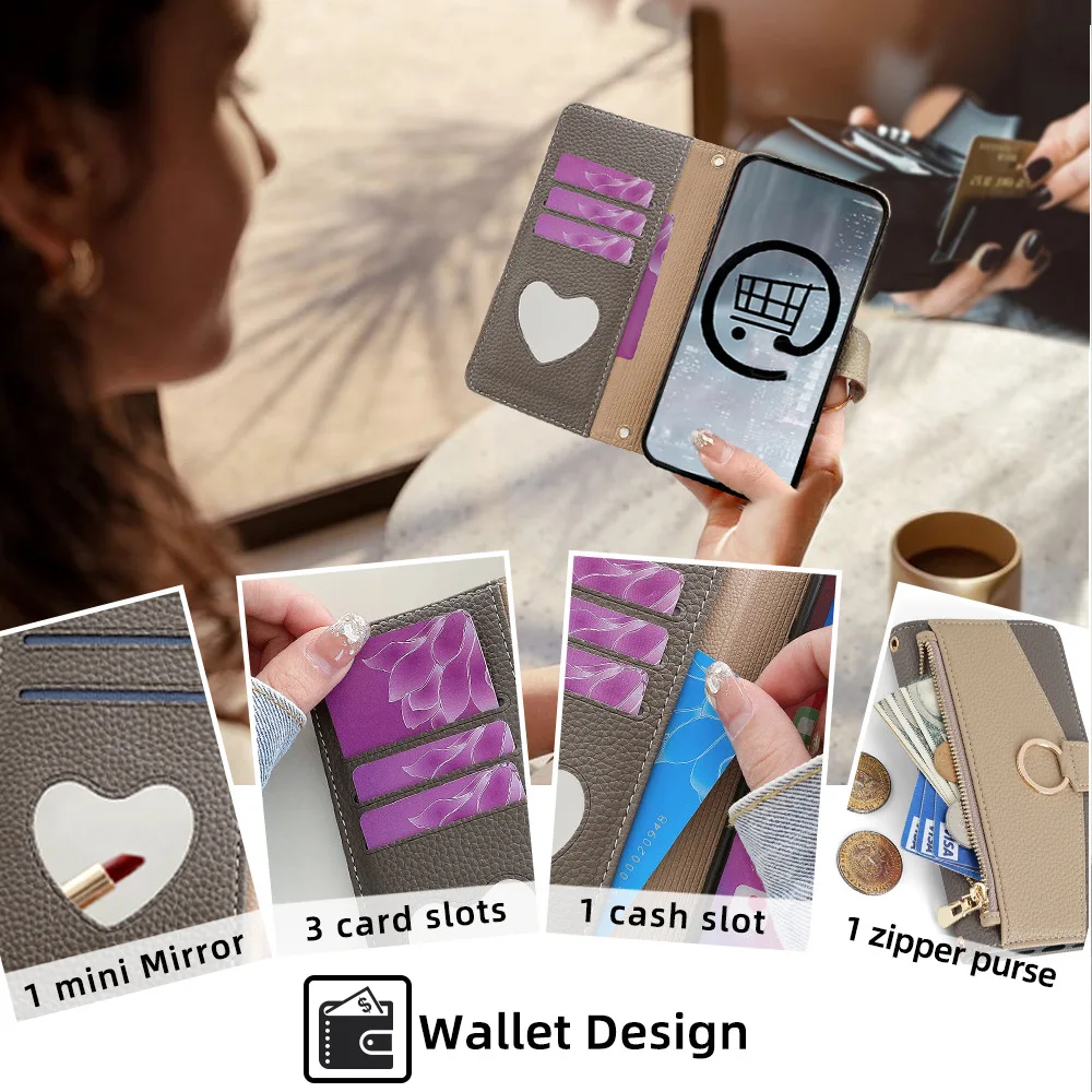 Color: Frosted Black, Compatibility by Model: Galaxy A15 - Leather Phone Case for SAMSUNG Galaxy A05 A06 A16 A15 A36 A56 A26 5G  Crossbody Wallet Case Flip Mirror Cover with Long Lanyard