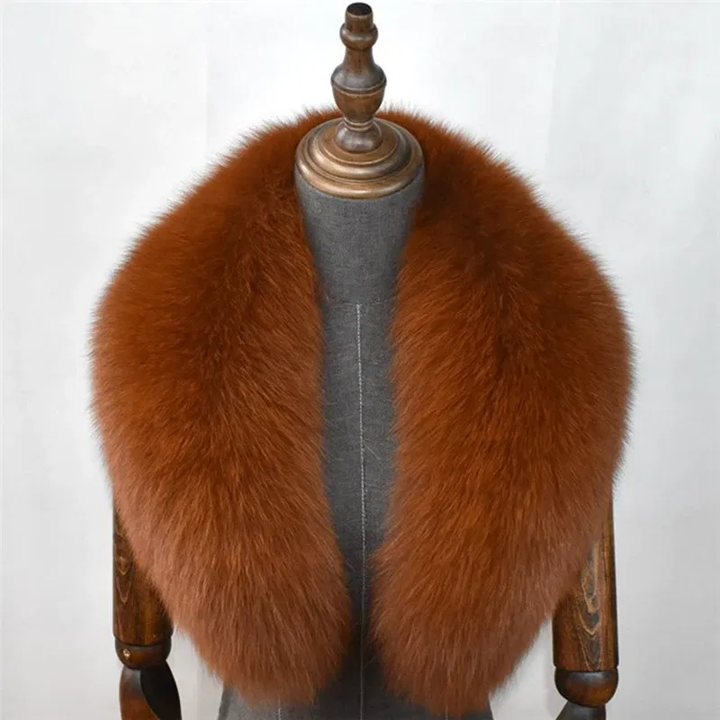 Color: MULTI, Size: M - 100% Natural Real Fox Fur Collar For Women Men Coat Jacket Fur Scarf Winter Extra Large Size Neck Warmer Fur Scarf Shawls Wraps
