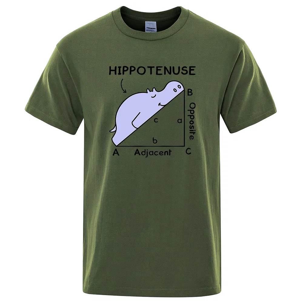 Color: Yellow, Size: L - Hippotenuse Opposite Adjacent Funny Printed Men Women T Shirts Trigonometric Functions Cotton Short Sleeve Streetwear T-shirt