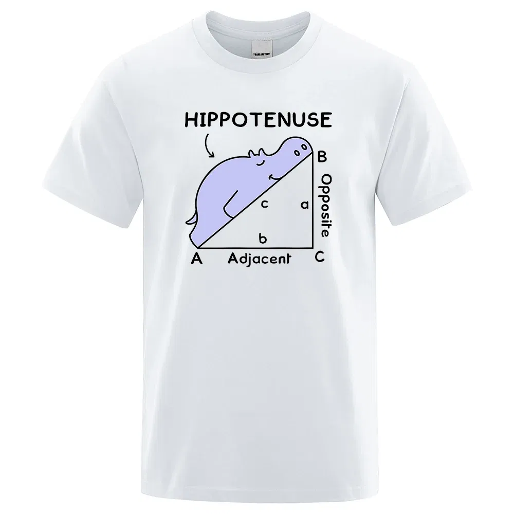 Color: Yellow, Size: L - Hippotenuse Opposite Adjacent Funny Printed Men Women T Shirts Trigonometric Functions Cotton Short Sleeve Streetwear T-shirt