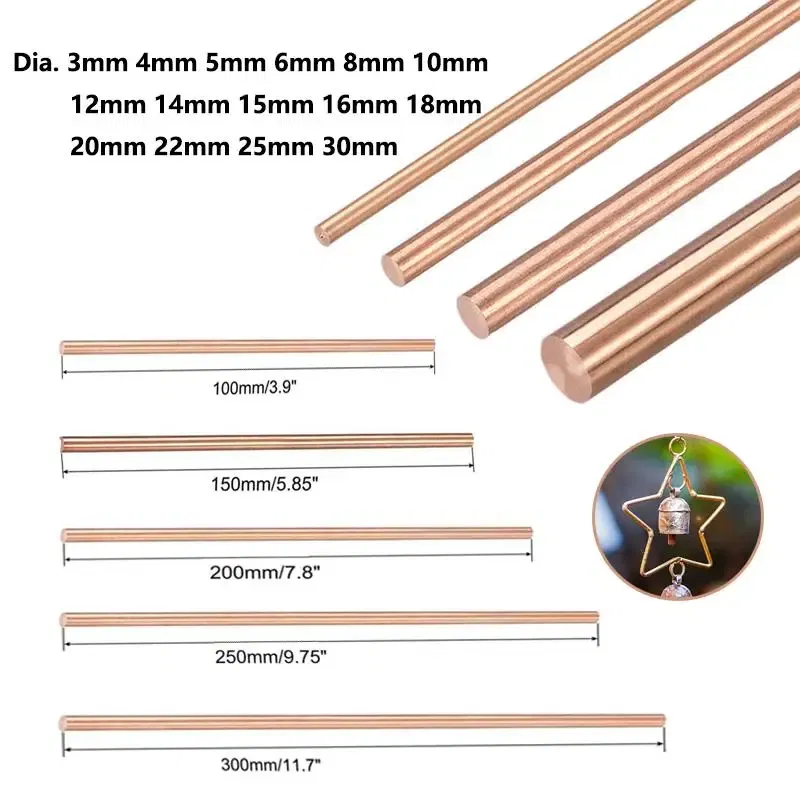 Color: grey, Specification: 10mm - 1pcs Copper Round Bar Metal Rod Milling Metalworking 3mm 4mm 5mm 6mm 8mm-30mm Length50mm-300mm Copper Rod