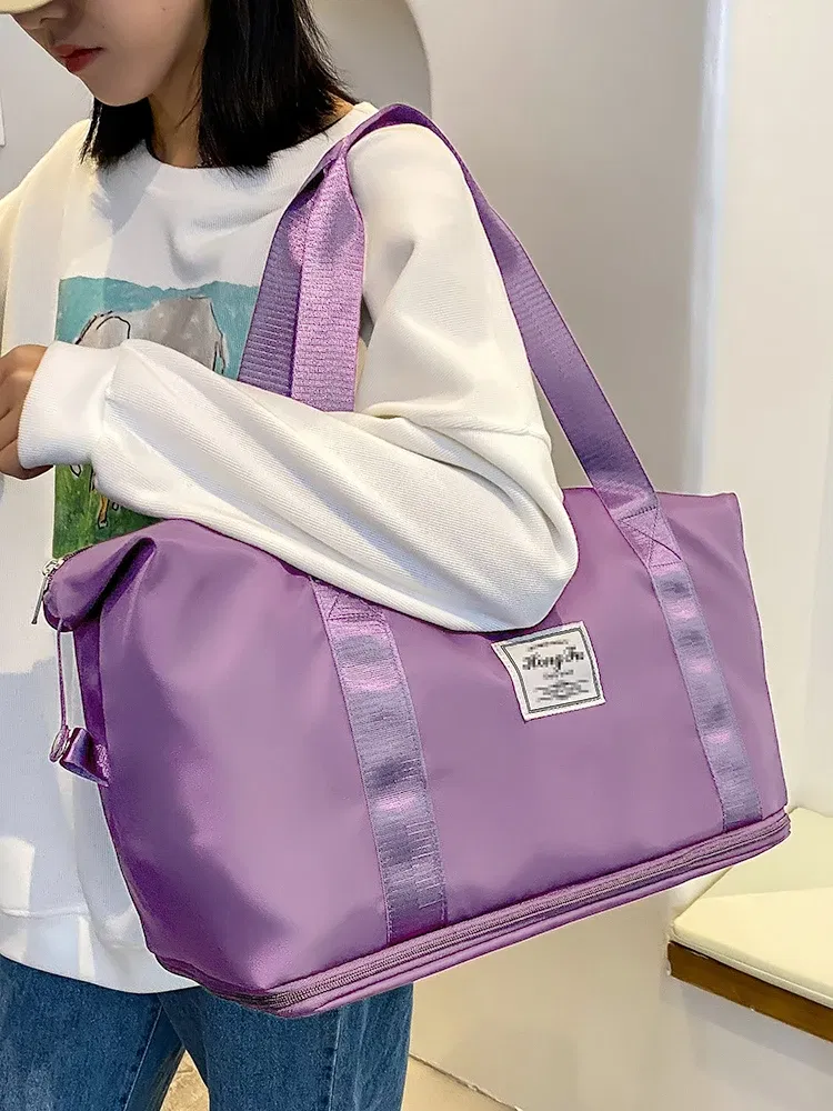 Color: plum - UNIXINU Carry On Travel Duffle Bag Nylon Waterproof Sports Gym Tote Bags for Women Large Capacity Storage Luggage Handbag