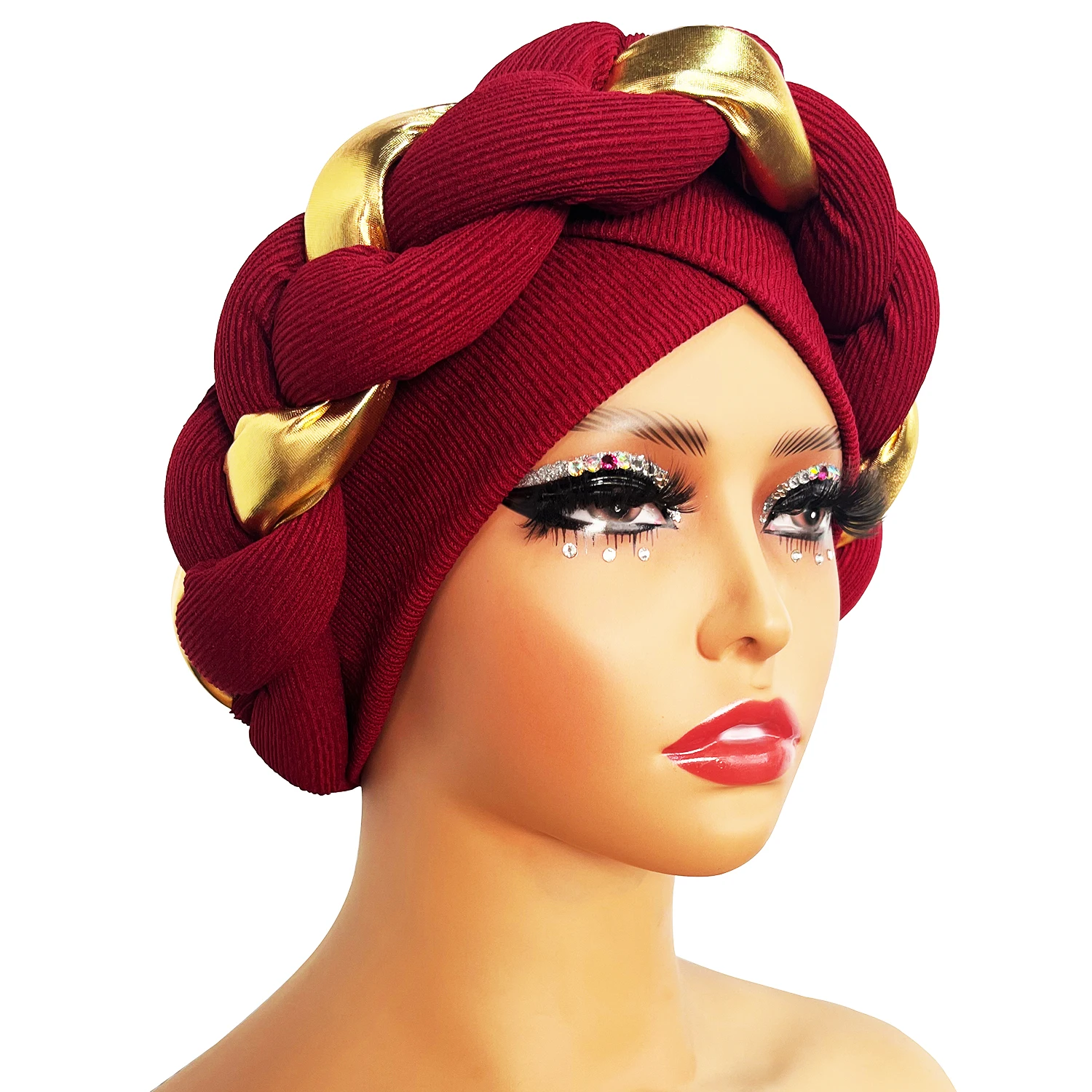 Color: Black, Ships From: CHINA - African Turban Cap Headdress Women's Pleated Hat Hair Accessories Arab Wrapped Muslim Hijab
