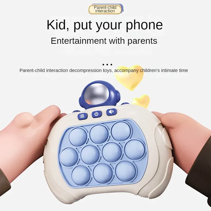 Color: Chocolate - 999 Level Electronic Pop Quick Push Bubbles Game Machine Kids Cartoon Fun Squeezing Toys Anti Stress Sensory Bubble Toy Gifts