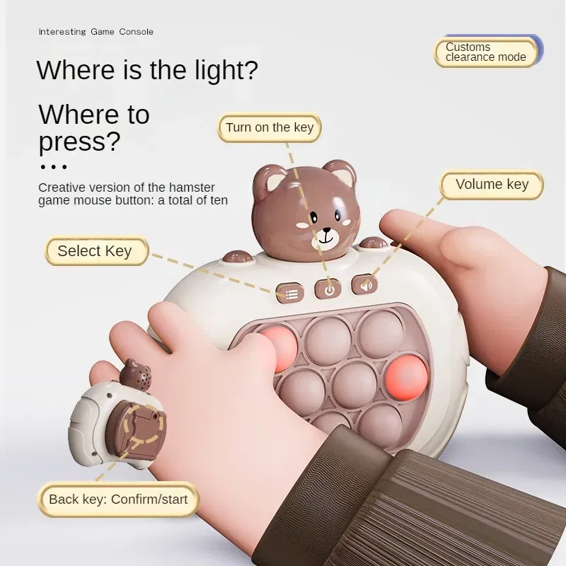 Color: Chocolate - 999 Level Electronic Pop Quick Push Bubbles Game Machine Kids Cartoon Fun Squeezing Toys Anti Stress Sensory Bubble Toy Gifts
