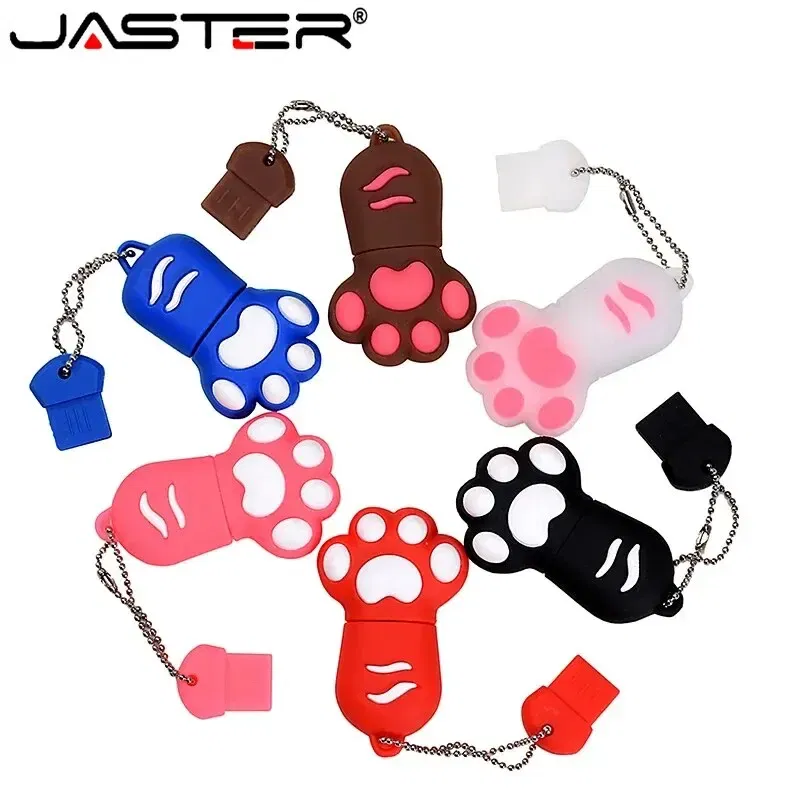 Capacity: 16GB, Color: Black - JASTER Cute Cat Claw USB Flash Drive 64GB Cartoon Memory Stick 32GB Creative Gift Pen Drive 16GB Pink Silicone External Storage