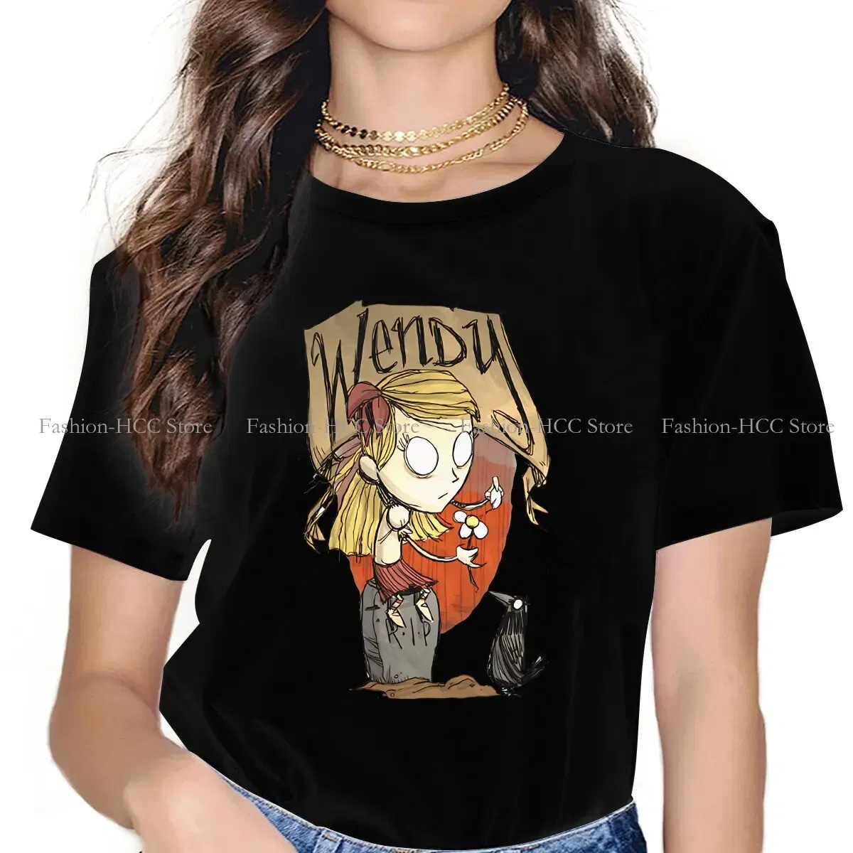 Color: black, Size: L - Wendy And Cat Style Polyester TShirt Dont Starve Top Quality New Design Gift Clothes  T Shirt Short Sleeve