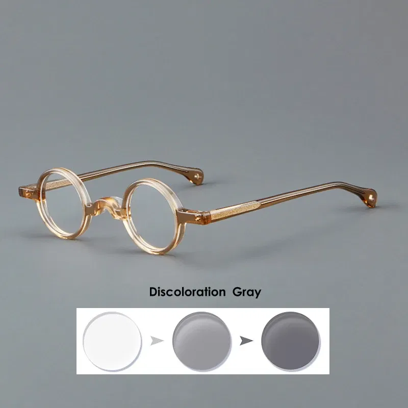 Frame Color: green, Eye Prescription: +400 - VCKA Photochromic Acetate Myopia Glasses Men Retro Small Round Frames Women Custom prescription Anti-Blue  Eyewear -0.5 TO -10