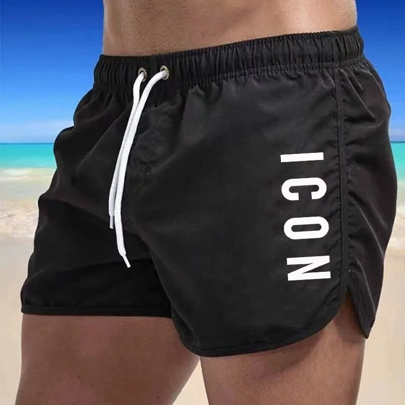 Color: Yellow, Size: M - ICON Summer men's luxury beach pants clothing quick dry gym jogging sexy shorts vacation casual swimming trunks