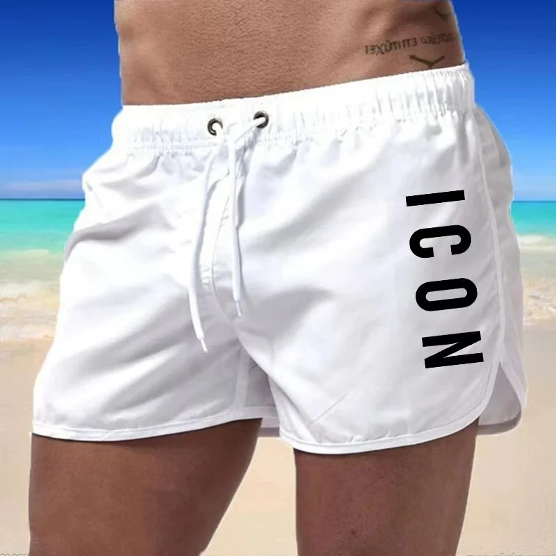 Color: Yellow, Size: M - ICON Summer men's luxury beach pants clothing quick dry gym jogging sexy shorts vacation casual swimming trunks