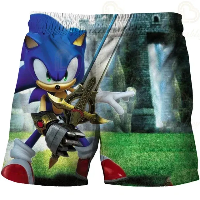 Color: WHITE, Kid Size: 3T - New Anime Kids Sonic Shorts Fashion Boys Girls Clothes Harajuku Cute Baby Cartoon Casual Summer Boy Boy Beach Pants