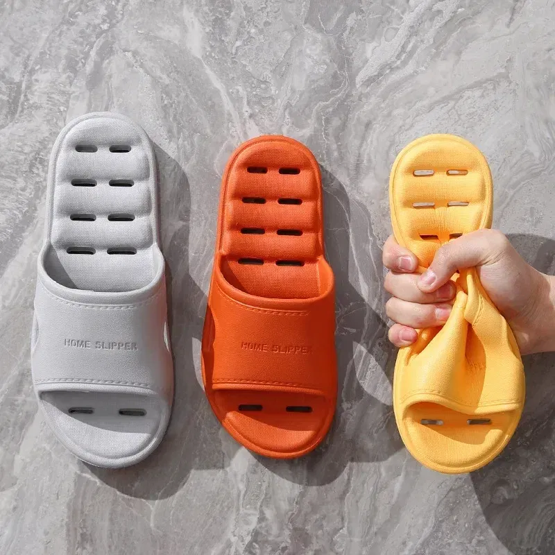 Color: Black, Shoe Size: 4.5 - Men Bathroom Slippers Women Home Slipper Non-slip Water Leaky Slippers Couples Beach Flip Flop Comfortable Soft Sole Slides