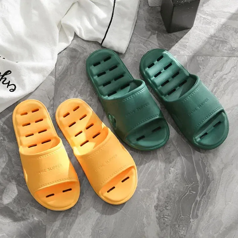 Color: Black, Shoe Size: 4.5 - Men Bathroom Slippers Women Home Slipper Non-slip Water Leaky Slippers Couples Beach Flip Flop Comfortable Soft Sole Slides